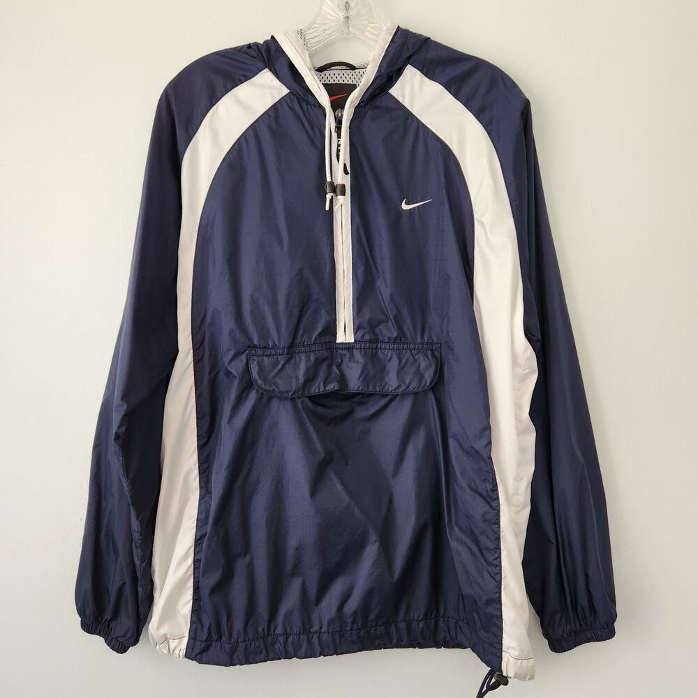 Nike Jacket Women's L Navy 1/2 Zip Hooded Wind Sports Hiking Outdoor Granolagirl